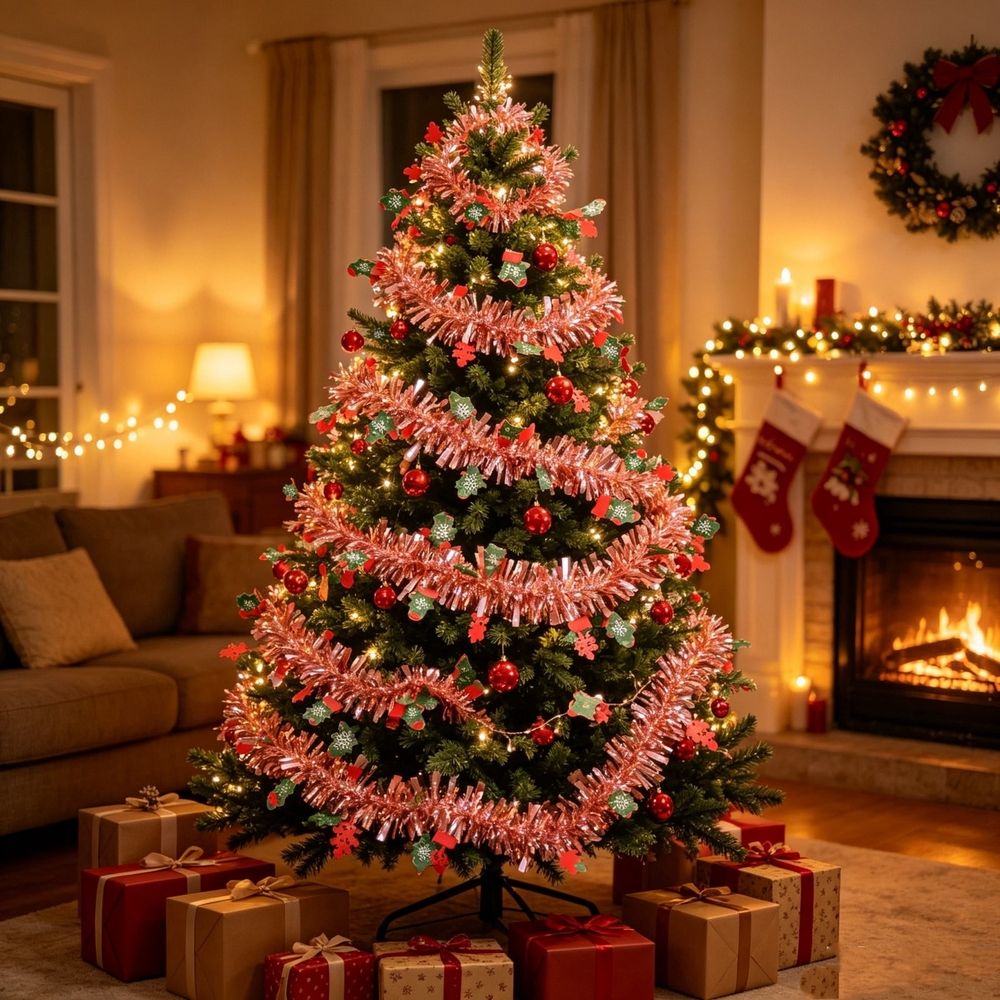 Christmas Tree Garland Ribbon, 79 inch Holiday Hanging Decoration for ...