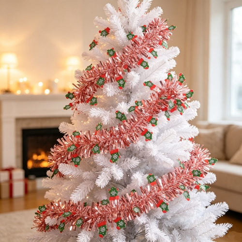 Christmas Tree Garland Ribbon, 79 inch Holiday Hanging Decoration for Christmas Tree, Stair Railing, Window and Home Decor